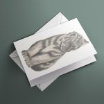 animal greeting card featuring a hand-drawn pencil illustration