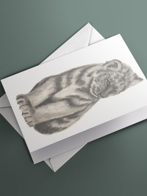 animal greeting card featuring a hand-drawn pencil illustration