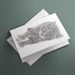 animal greeting card featuring a hand-drawn pencil illustration