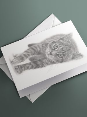 animal greeting card featuring a hand-drawn pencil illustration